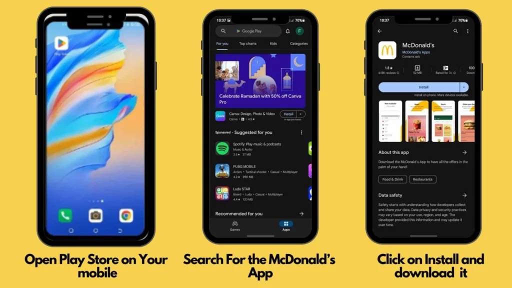 process to download mcdonald's app